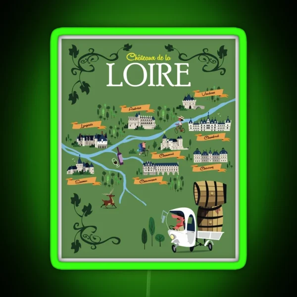 Chateaux De La Loire Poster RGB Neon Sign