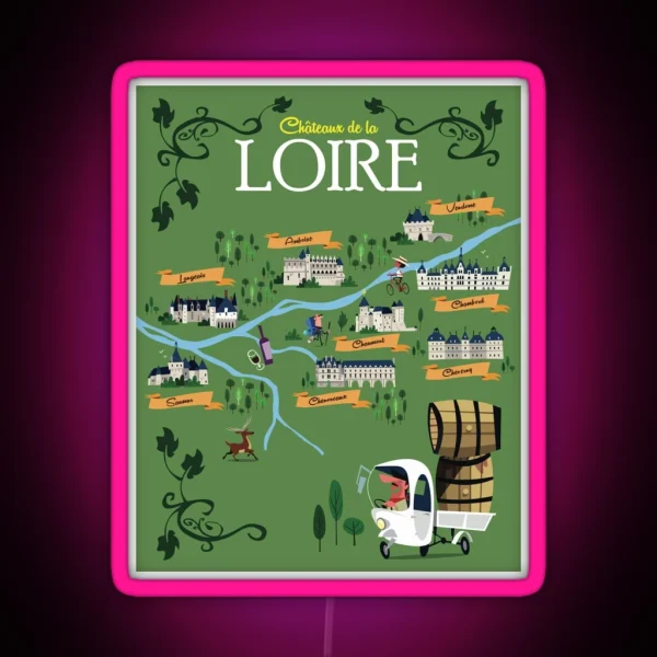 Chateaux De La Loire Poster RGB Neon Sign