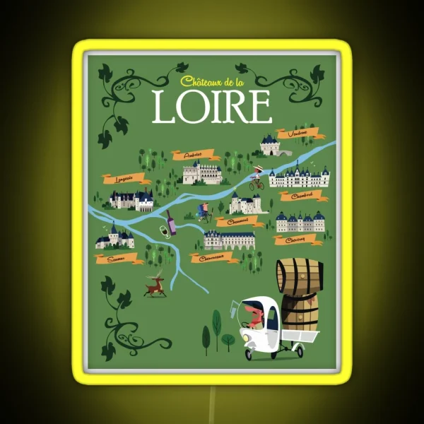 Chateaux De La Loire Poster RGB Neon Sign
