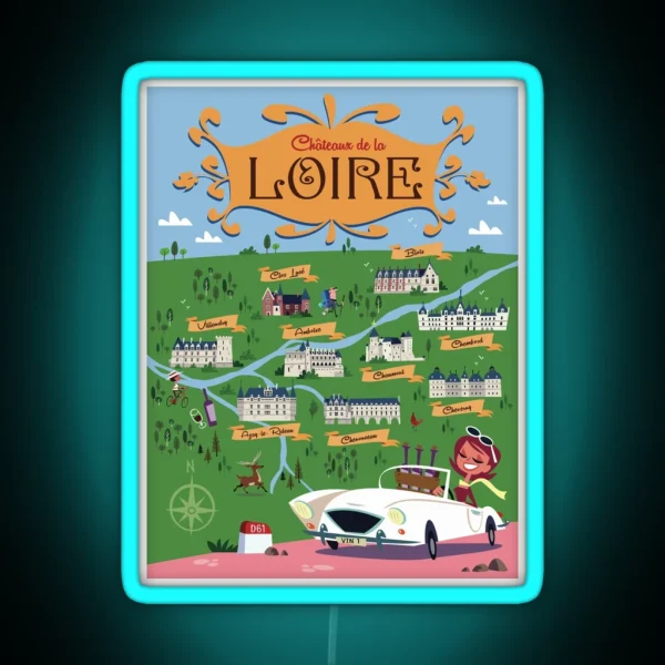 Chateaux De La Loire Poster RGB Neon Sign