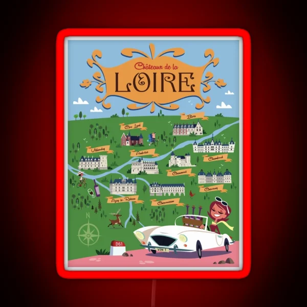 Chateaux De La Loire Poster RGB Neon Sign