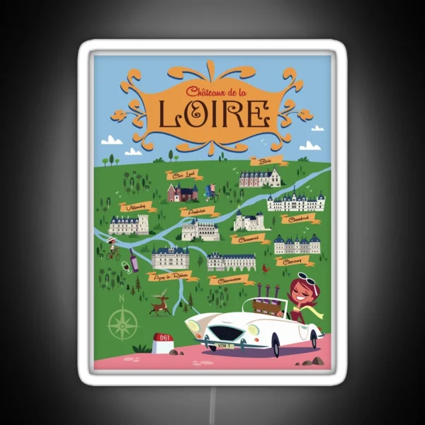 Chateaux De La Loire Poster RGB Neon Sign
