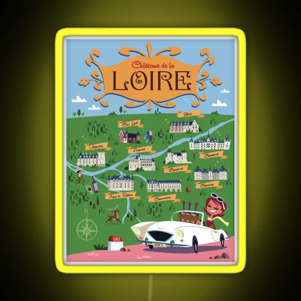 Chateaux De La Loire Poster RGB Neon Sign