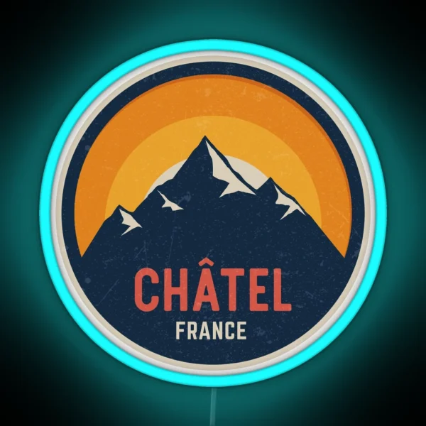 Chatel France Mountain Design RGB Neon Sign