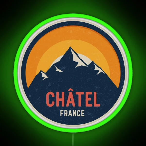 Chatel France Mountain Design RGB Neon Sign