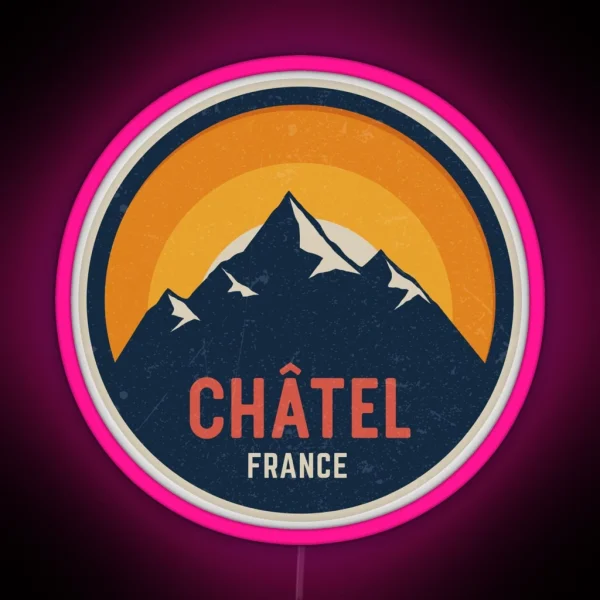 Chatel France Mountain Design RGB Neon Sign