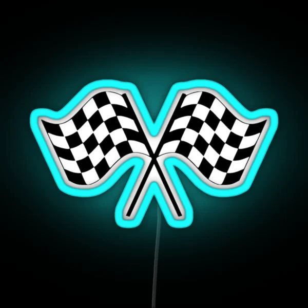 Checkered Flag Chequered Flag WIN WINNER Racing Cars Race RGB Neon Sign