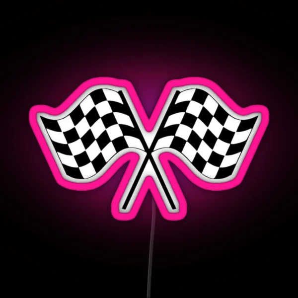 Checkered Flag Chequered Flag WIN WINNER Racing Cars Race RGB Neon Sign