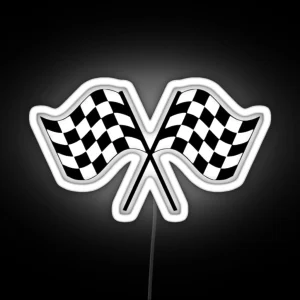 Checkered Flag Chequered Flag WIN WINNER Racing Cars Race RGB Neon Sign