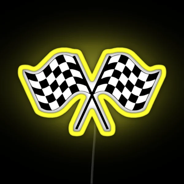 Checkered Flag Chequered Flag WIN WINNER Racing Cars Race RGB Neon Sign