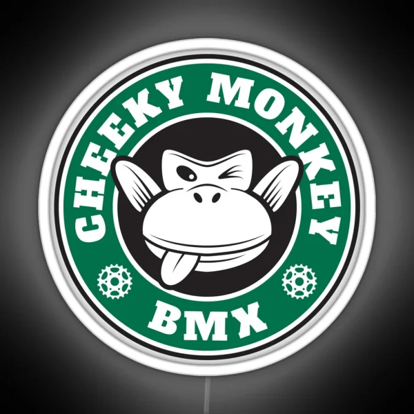 Cheeky Monkey BMX Monkoffee Green RGB Neon Sign