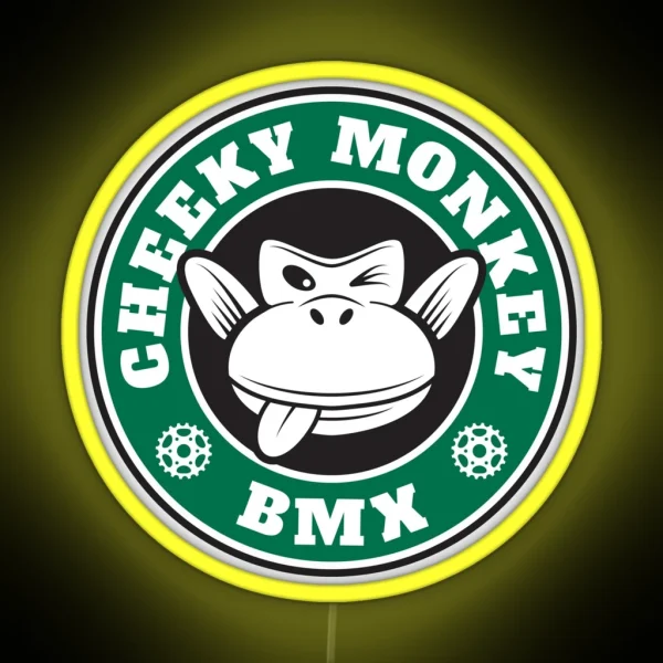 Cheeky Monkey BMX Monkoffee Green RGB Neon Sign