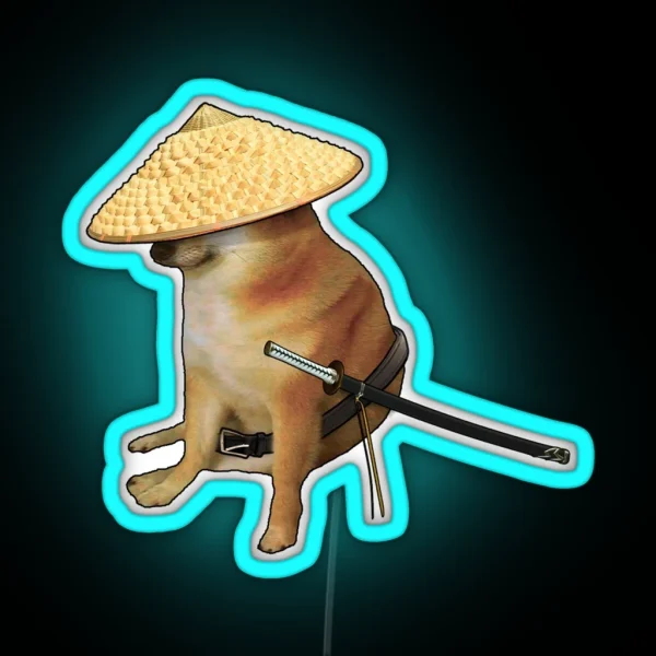 Cheems Samurai Doge Meme Thots Hunter RGB Neon Sign