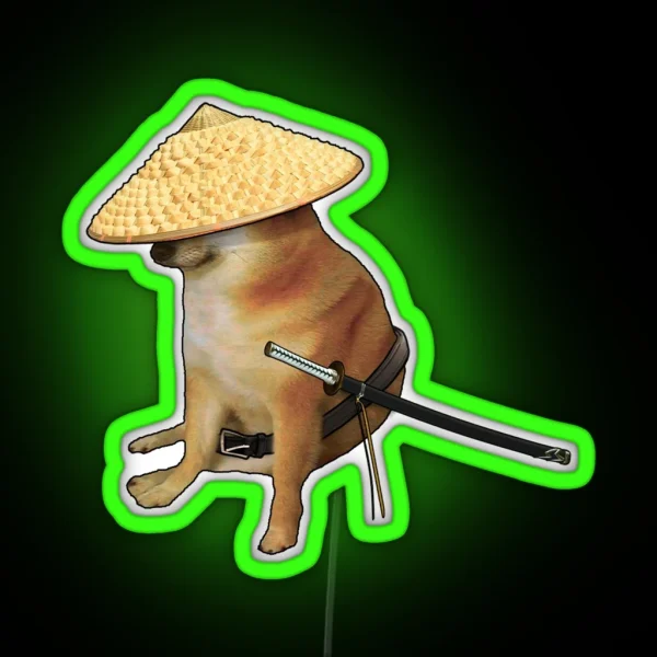Cheems Samurai Doge Meme Thots Hunter RGB Neon Sign