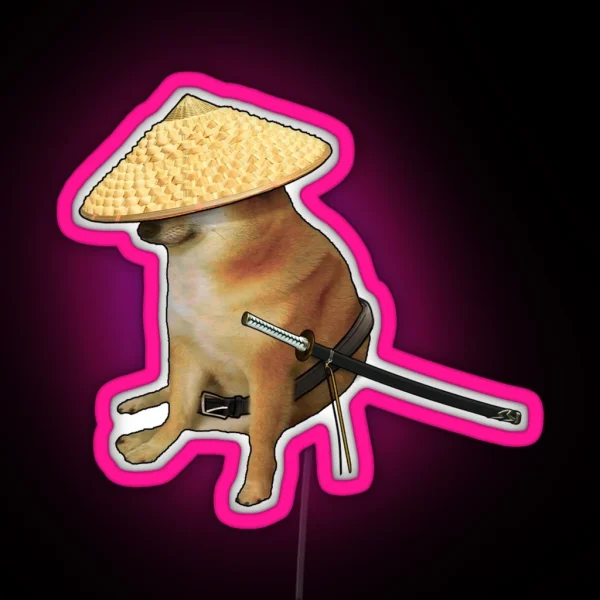Cheems Samurai Doge Meme Thots Hunter RGB Neon Sign