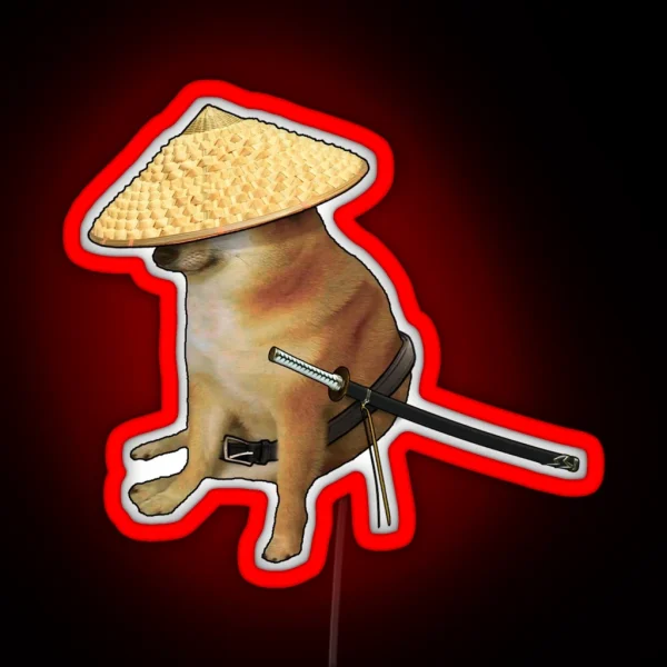 Cheems Samurai Doge Meme Thots Hunter RGB Neon Sign