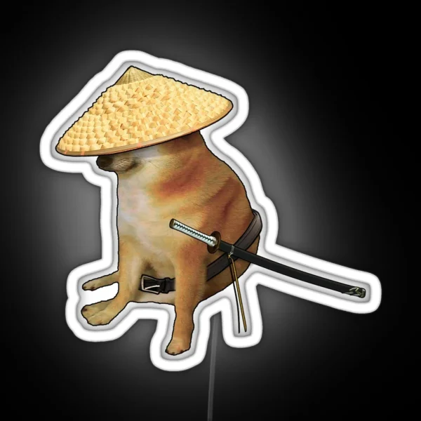 Cheems Samurai Doge Meme Thots Hunter RGB Neon Sign