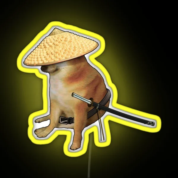 Cheems Samurai Doge Meme Thots Hunter RGB Neon Sign