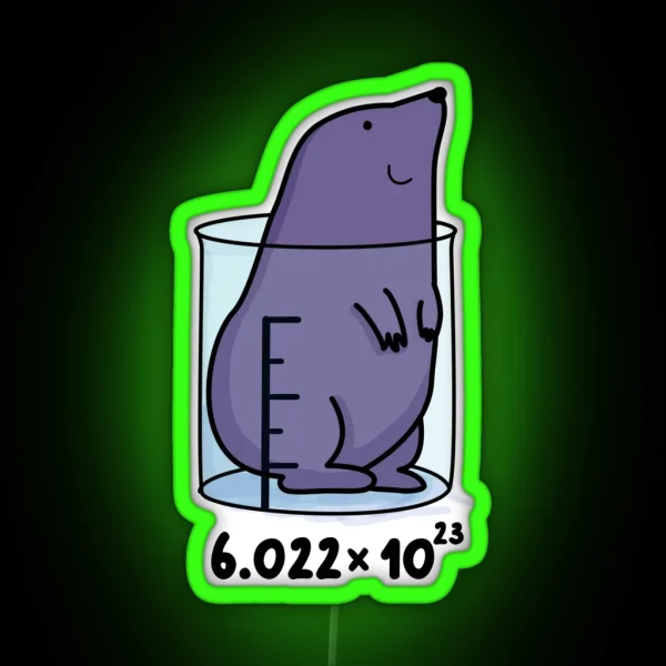 Chemistry Mole Animal Pun RGB Neon Sign