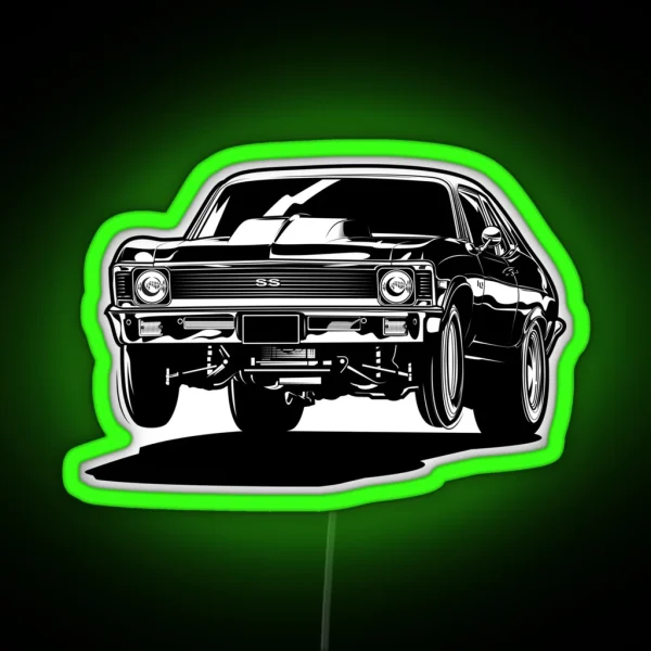 Chevy Nova Drag Race Wheelie RGB Neon Sign
