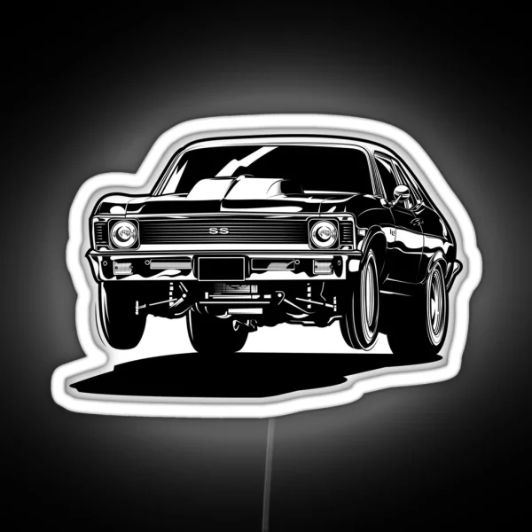 Chevy Nova Drag Race Wheelie RGB Neon Sign