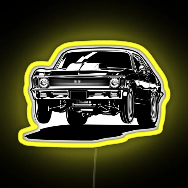 Chevy Nova Drag Race Wheelie RGB Neon Sign