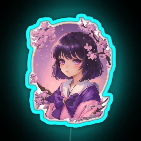 Chibi Cherry Blossom Anime Girl RGB Neon Sign