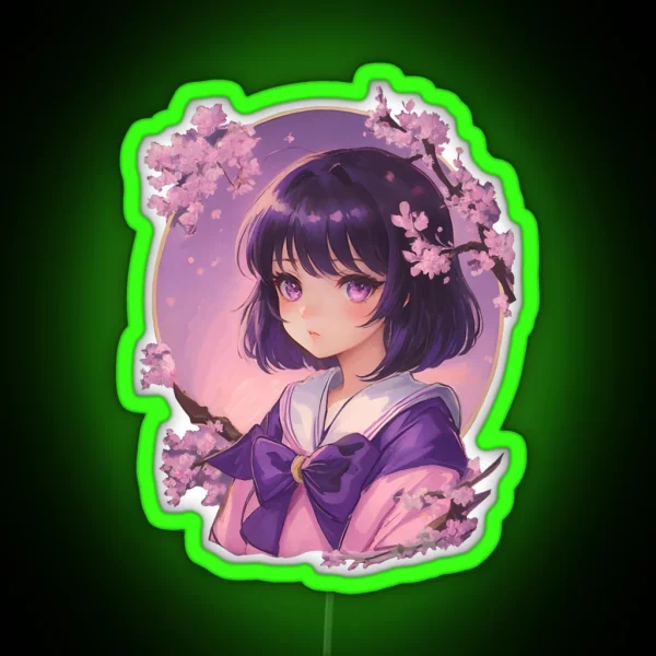 Chibi Cherry Blossom Anime Girl RGB Neon Sign