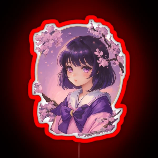 Chibi Cherry Blossom Anime Girl RGB Neon Sign