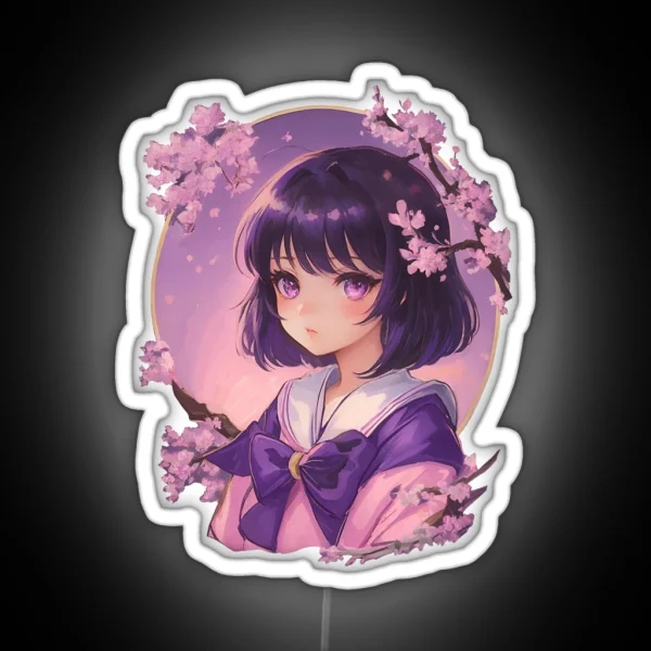Chibi Cherry Blossom Anime Girl RGB Neon Sign