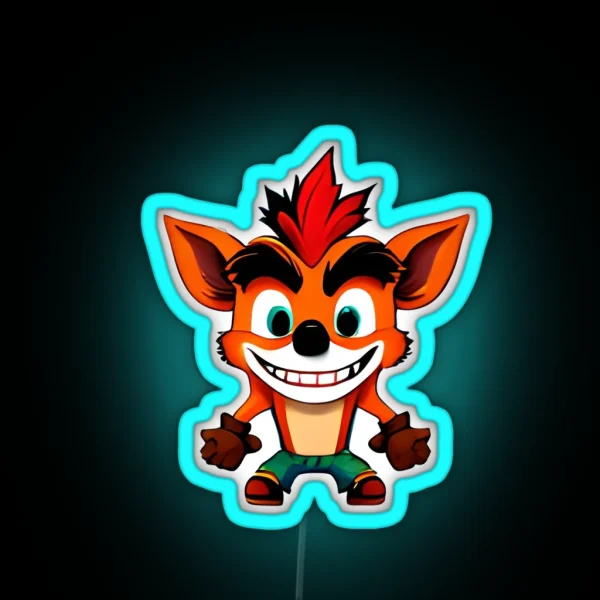 Chibi Crash Bandicoot RGB Neon Sign