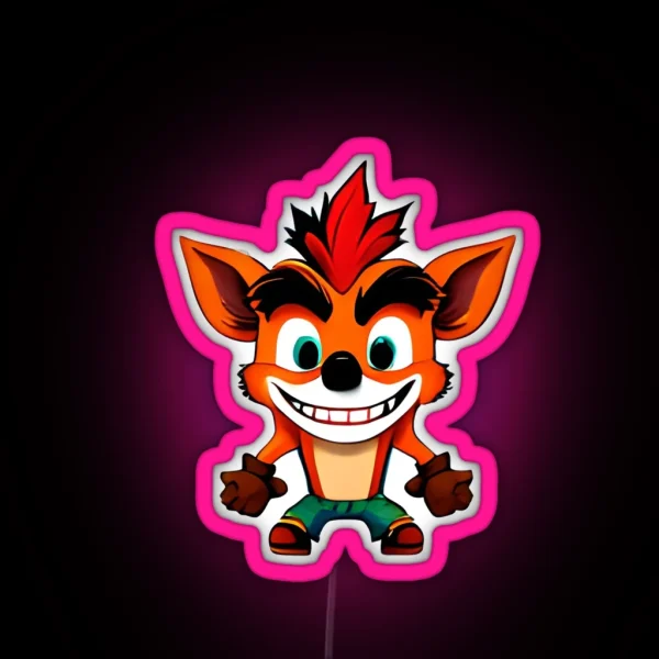 Chibi Crash Bandicoot RGB Neon Sign