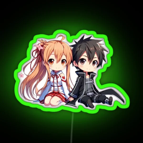 Chibi Kirito And Asuna RGB Neon Sign