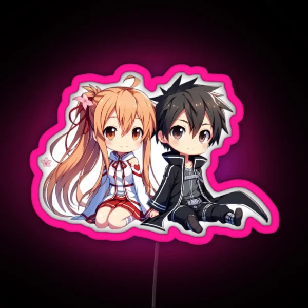 Chibi Kirito And Asuna RGB Neon Sign