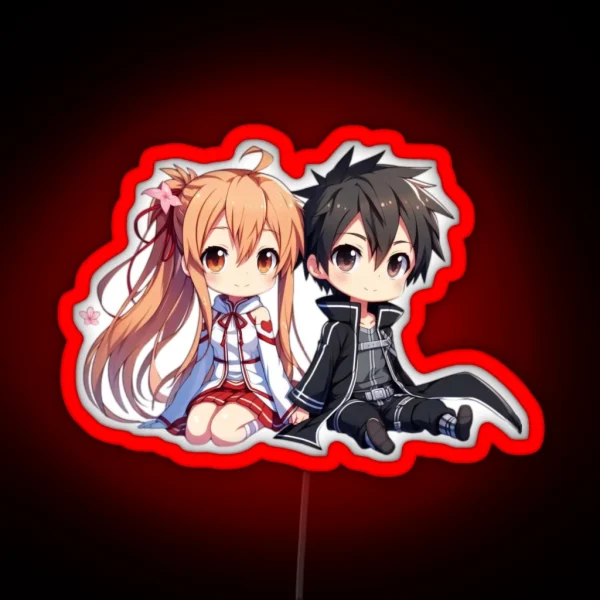Chibi Kirito And Asuna RGB Neon Sign
