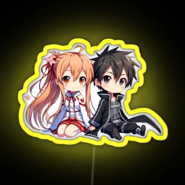 Chibi Kirito And Asuna RGB Neon Sign