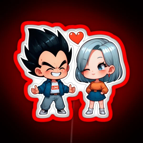 Chibi Love Vegeta And Bulma Perfect Couple Led RGB Neon Sign