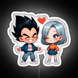 Chibi Love Vegeta And Bulma Perfect Couple Led RGB Neon Sign