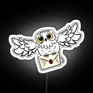 Chibi Magical Snowy Owl RGB Neon Sign