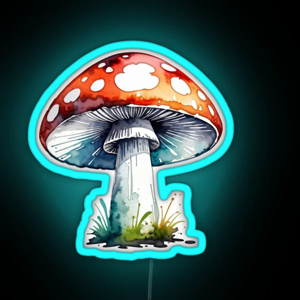 Chic Watercolor Fly Agaric RGB Neon Sign