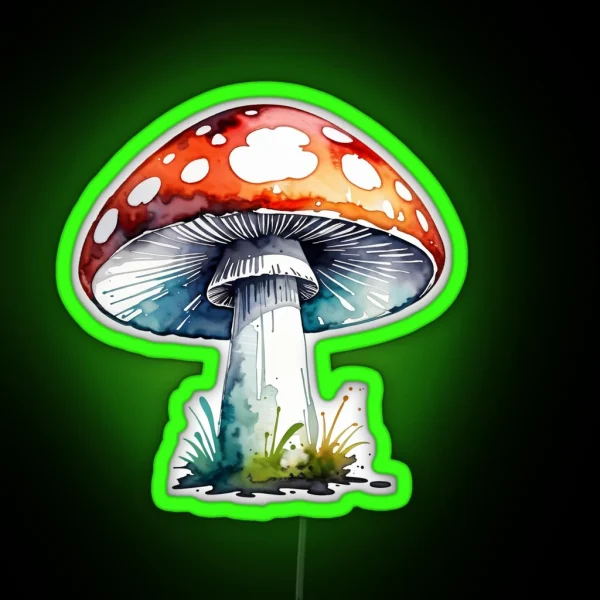 Chic Watercolor Fly Agaric RGB Neon Sign