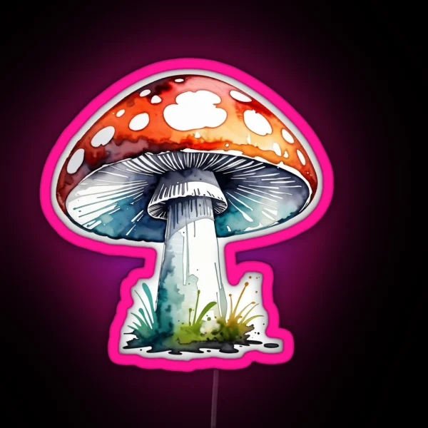 Chic Watercolor Fly Agaric RGB Neon Sign