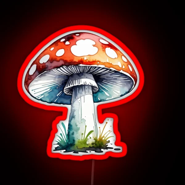 Chic Watercolor Fly Agaric RGB Neon Sign