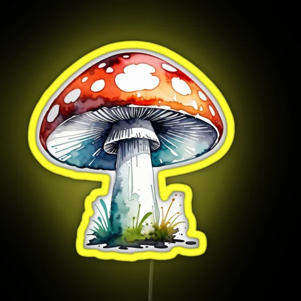Chic Watercolor Fly Agaric RGB Neon Sign