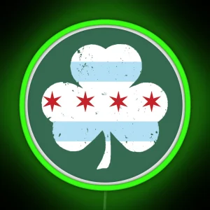 Chicago Flag Clover RGB Neon Sign