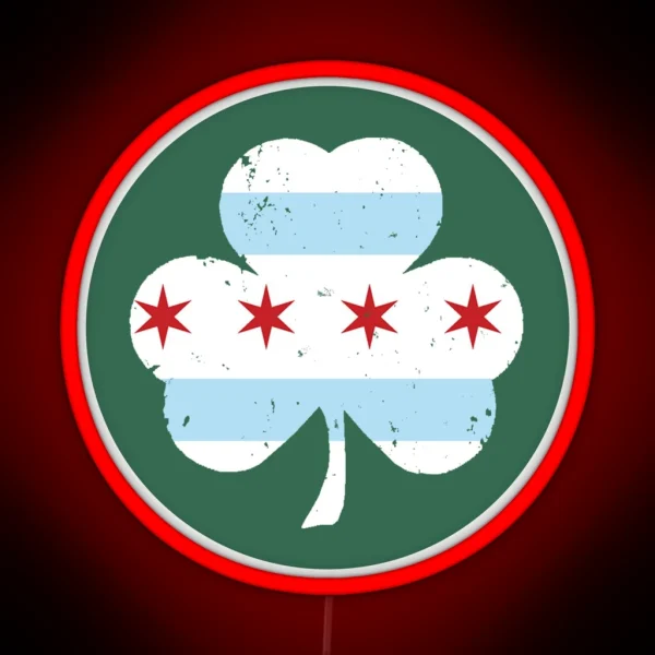 Chicago Flag Clover RGB Neon Sign