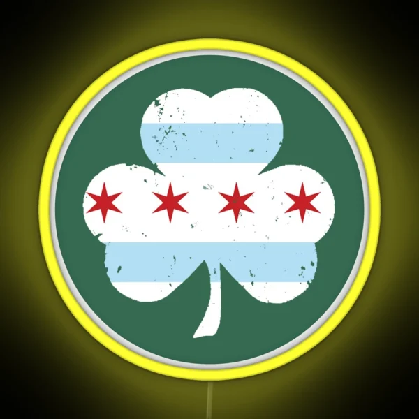 Chicago Flag Clover RGB Neon Sign