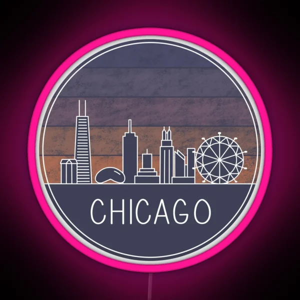 Chicago Skyline Sunset RGB Neon Sign