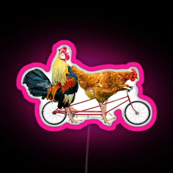 Chickens On A Tandem Bicycle RGB Neon Sign