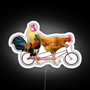 Chickens On A Tandem Bicycle RGB Neon Sign